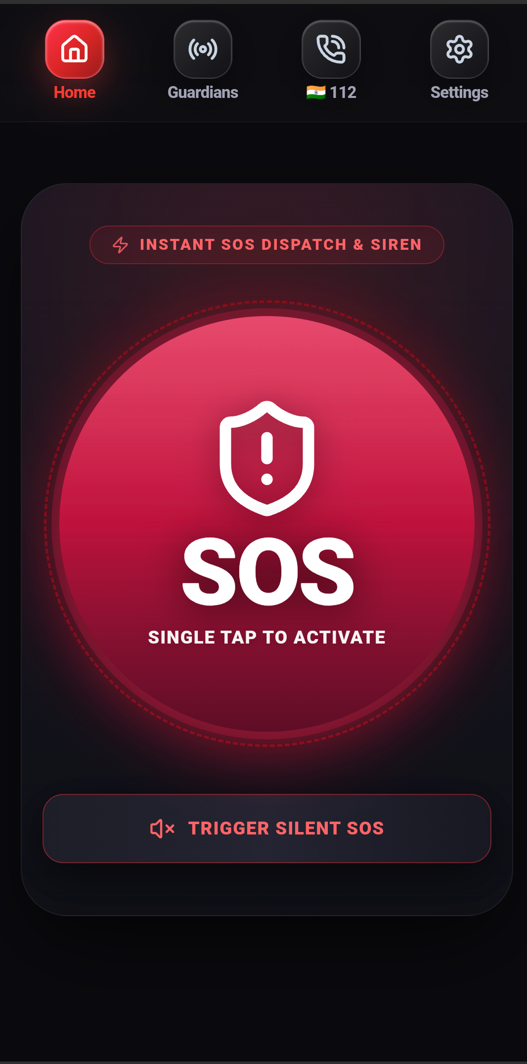 SOS BEACONemergency trigger home screen on Android phone